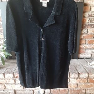 Women S/S Black Knit Shirt size XL
